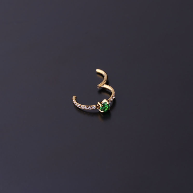 1 Cái Khuyên Tai Tròn Bằng Thép Titan Đính Đá Zircon 8mm/10mm 16Gauge Không Gây Dị Ứng