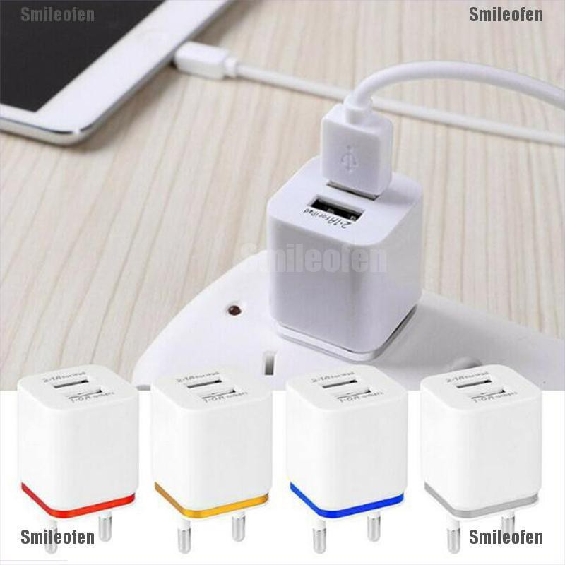 Smileofen Universal 2 Ports USB Wall Charger Travel Adapter for iPhone Samsung Mobile SZ