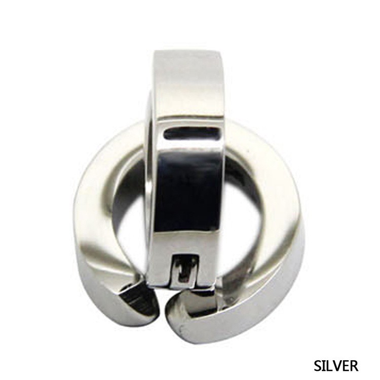 Cặp khuyên tai thời trang bằng thép không gỉ kiểu tròn đầy cá tính