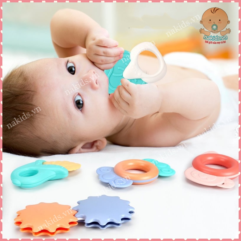 Bộ 10 Món Đồ Chơi Xúc Xắc Kèm Gặm Nướu Giảm Ngứa Lợi Cho Bé Baby Rattle Có Hộp Đựng