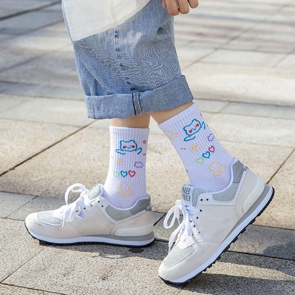 Vớ Nữ Họa Tiết Vịt Con Phong Cách Harajuku Ngọt Ngào