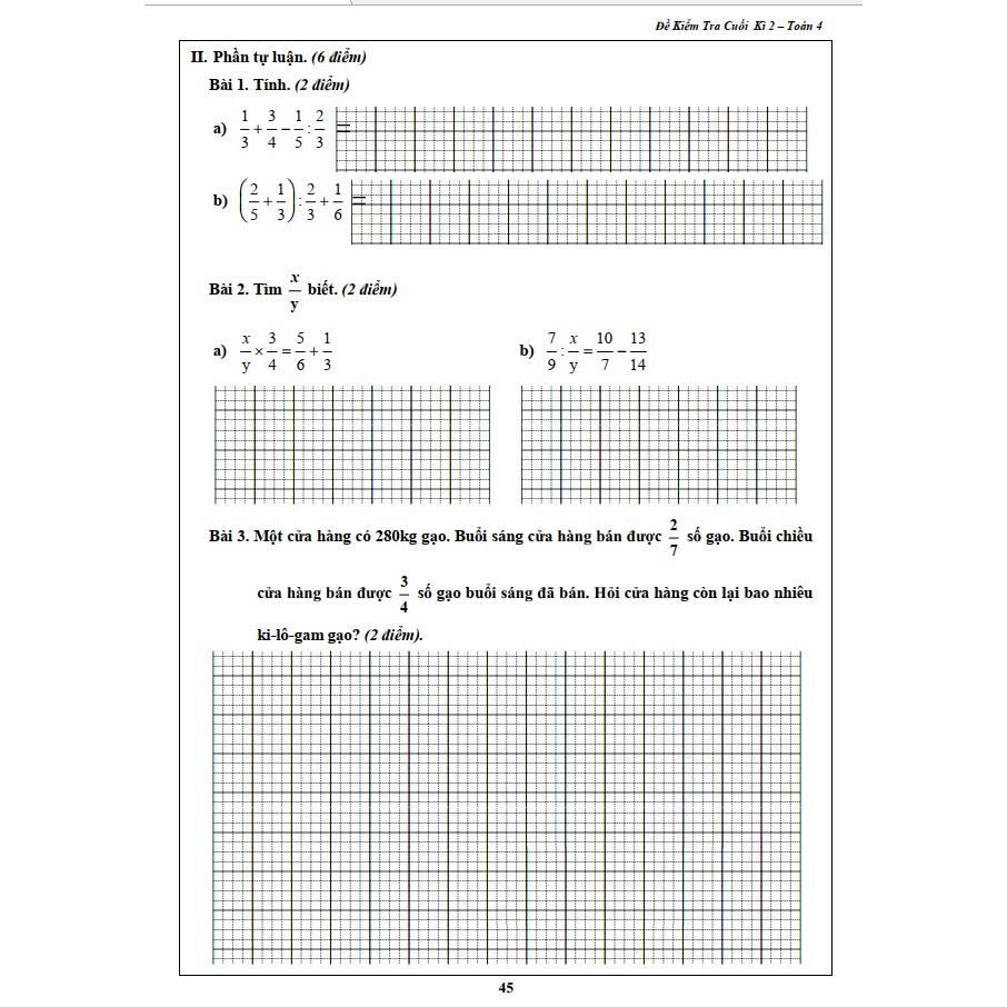 Sách - Đề Kiểm Tra Toán 4 - Học Kì 2 (1 cuốn)