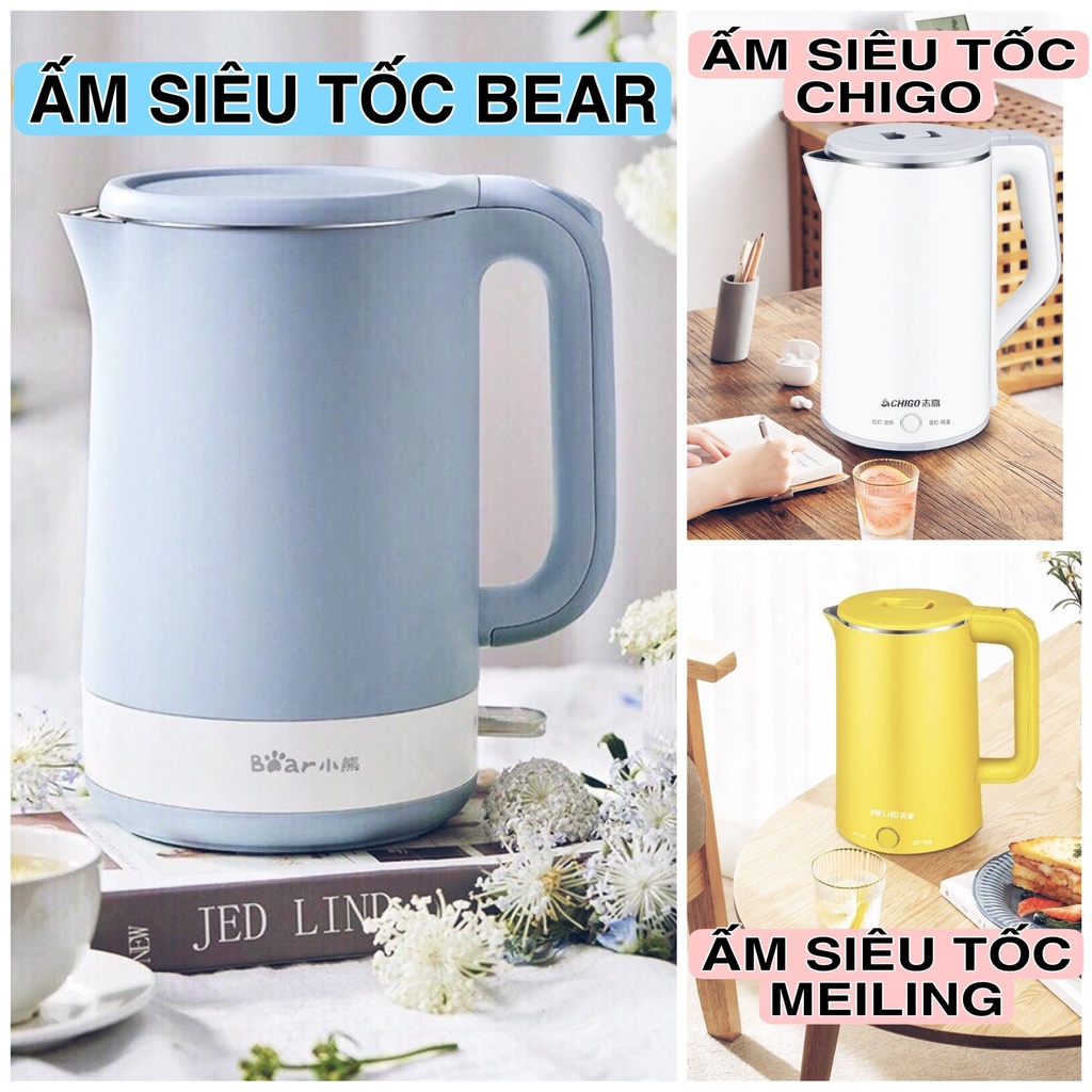 Ấm siêu tốc BEAR lõi INOX304 cao cấp - Ấm đun nước siêu tốc - Dung tích 1.5L - Công suất 1500W - Bảo hành chính hãng