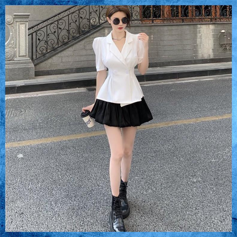 [Cao Cấp] Set Áo Vest Mix Chân Váy Xòe Phồng, Quần Áo Công Sở Tôn Dáng | BigBuy360 - bigbuy360.vn