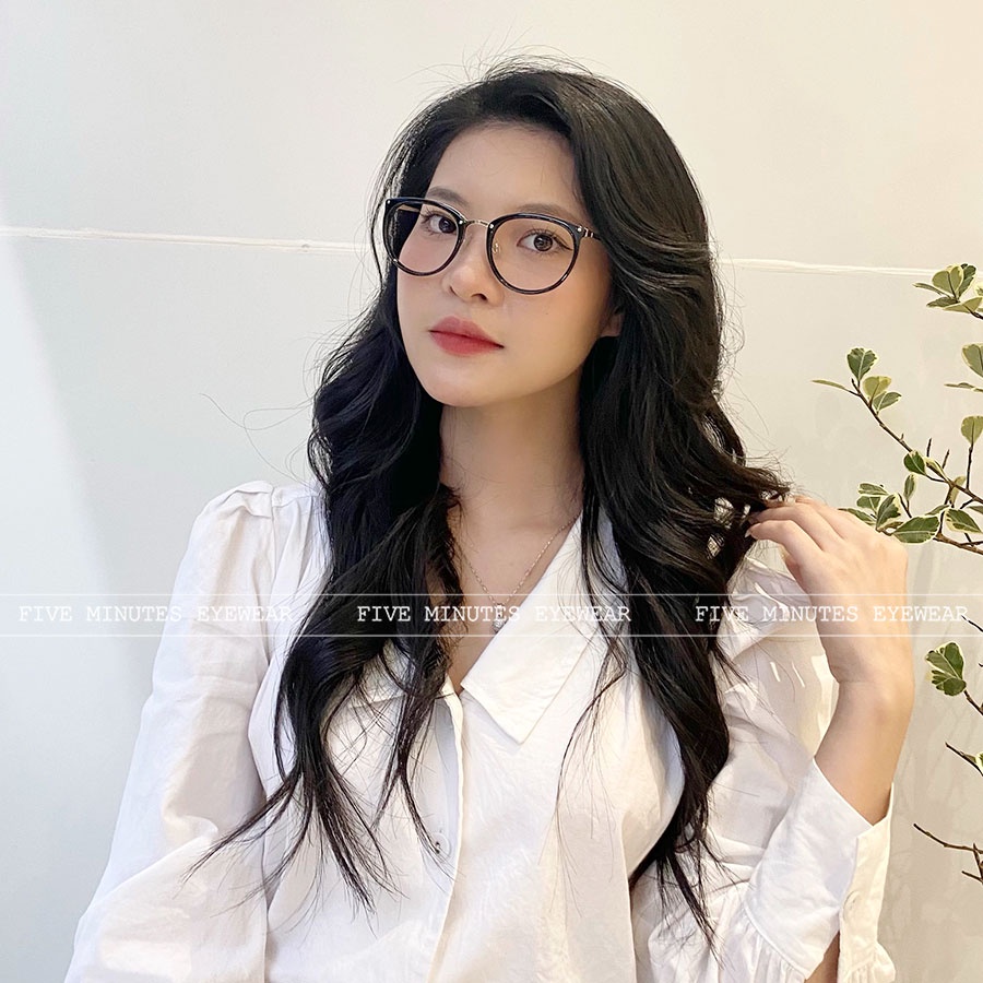 Gọng kính cận nữ, chất liệu kim loại mảnh kết hợp nhựa 6020 Fiveminutes dễ đeo