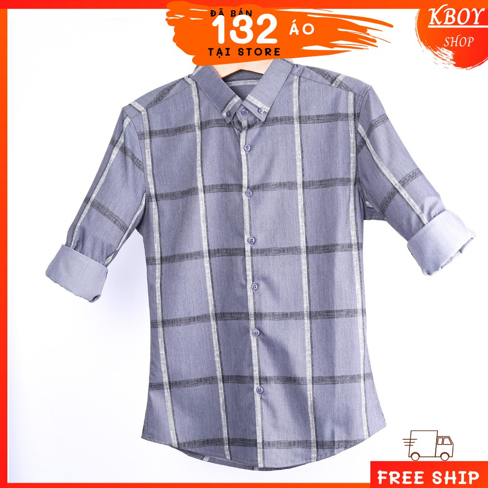 Áo sơ mi sọc caro cao cấp, áo kiểu nam dáng ôm vừa vặn thoáng mát - thời trang công sở nam - 6269 | BigBuy360 - bigbuy360.vn