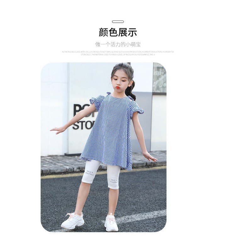 Quần legging mỏng màu trơn in họa tiết hoạt hình năng động thời trang mùa hè cho bé gái