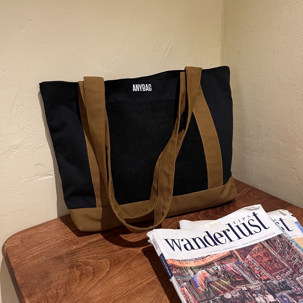 Túi tote vải canvas phối màu dáng ngang thời trang ANYBAG