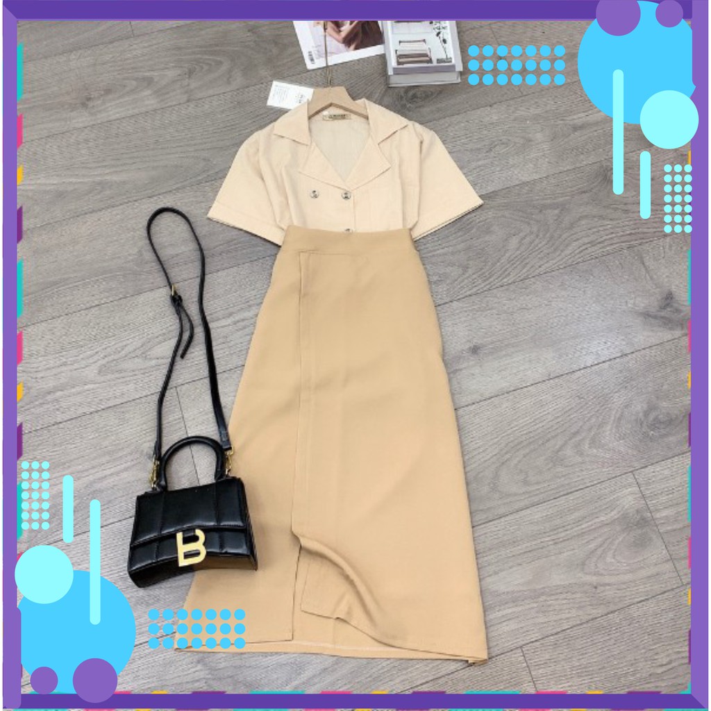 SET váy công sở áo cổ vest ulzzang cao cấp 💖 Set nữ công sở, đi chơi