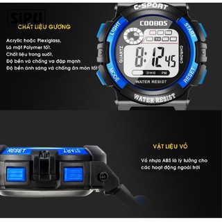 Đồng hồ trẻ em thể thao điện tử dây cao su Coobos 0118 Chính hãng