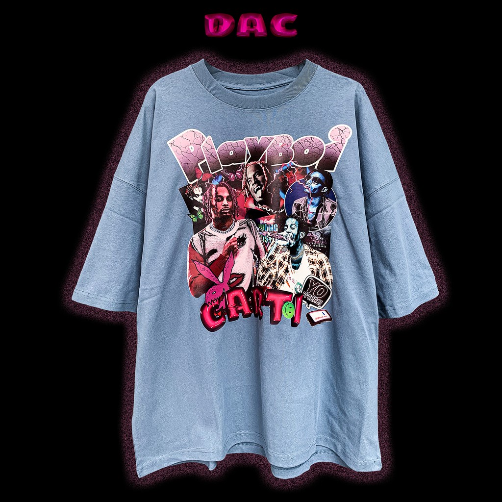 Áo Wash Vintage DACretro Playboi Carti HipHop tay lỡ Unisex cotton, Washed in hình Rapper Playboi Carti | BigBuy360 - bigbuy360.vn