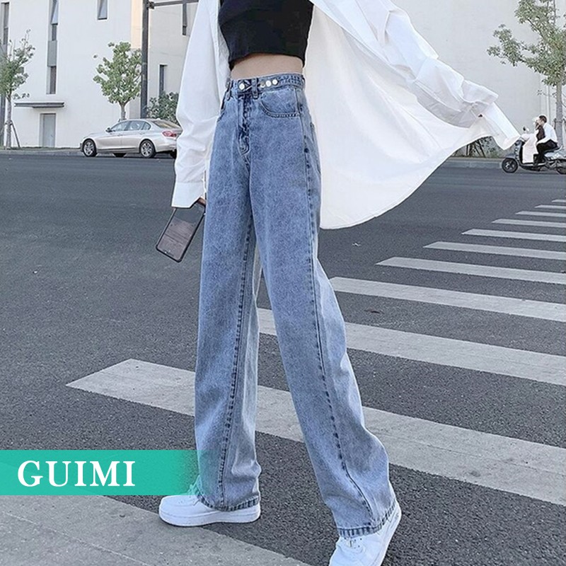 Quần jean NZN ống rộng lưng cao thời trang cho nữ