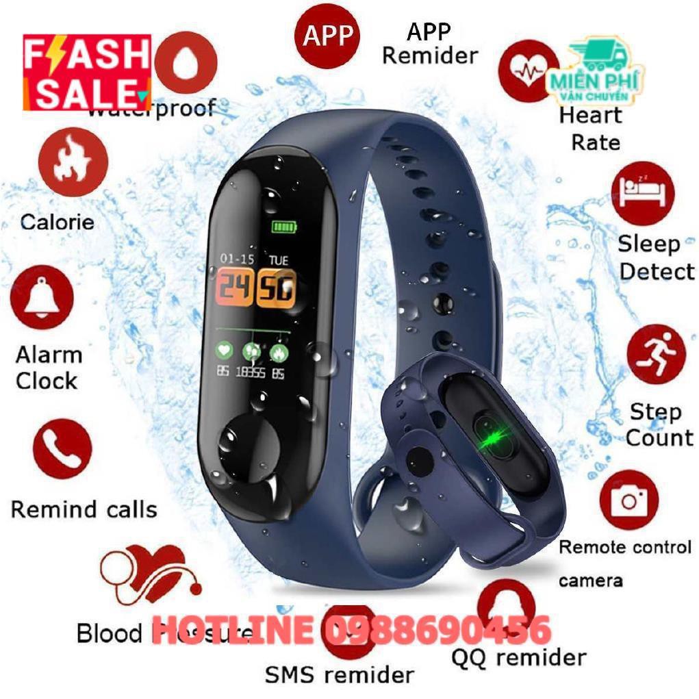 Vòng đeo tay thông minh M3 kết nối Bluetooth theo dõi nhịp tim và vận động chất lượng cao
