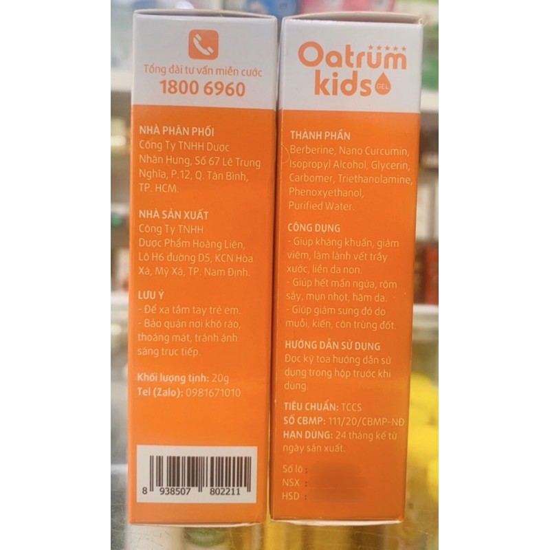 Gel bôi da cho bé Oatrum kids - 20 gram