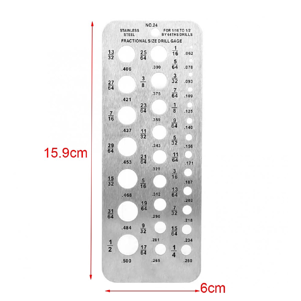 Thước Đo Mũi Khoan Bằng Thép Không Gỉ 29 Kích Thước 15.9X6Cm