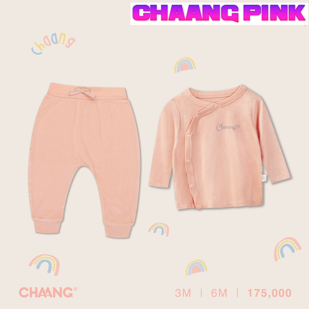 Bộ dài cúc chéo SUMMER hồng, quần áo, phụ kiện, đồ sơ sinh Chaang cotton an toàn cho bé