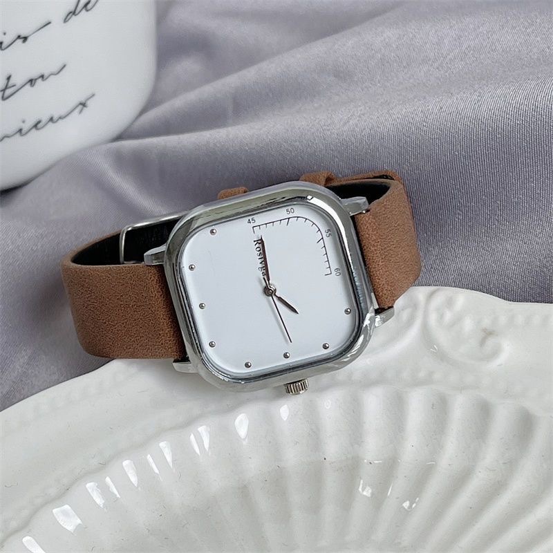 Đồng Hồ Nam Nữ Mặt Vuông Dây Da Hiệu ROSIVGA