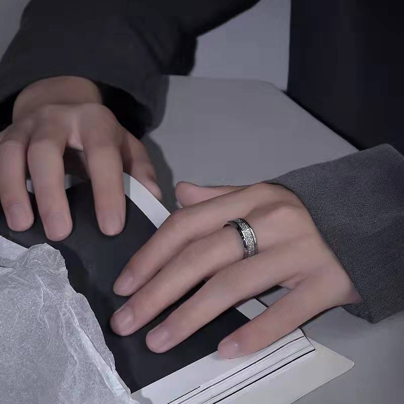 Nhẫn Thép Titan Thiết Kế Đơn Giản Phong Cách hip hop Cho Nam Nữ