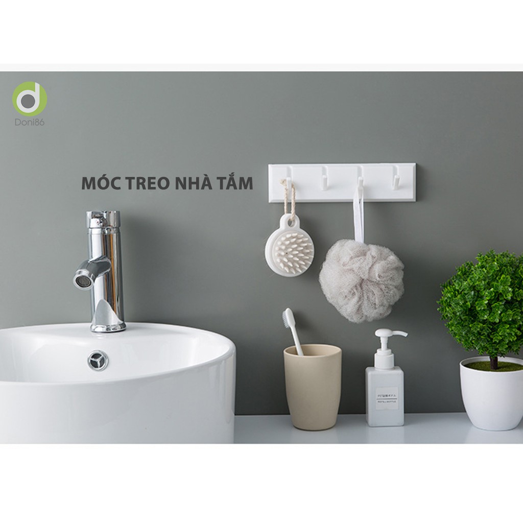 Thanh ngang 4 móc treo dán tường đa năng, màu sắc hiện đại cho nhà bếp, nhà tắm, phòng ngủ - PK88