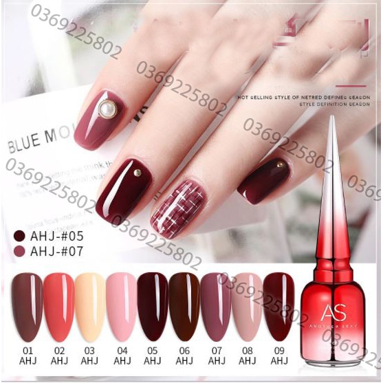 SET Sơn gel AS mã AHJ mẫu chai đỏ nhọn 9 chai 15ml siêu HOT siêu xịn