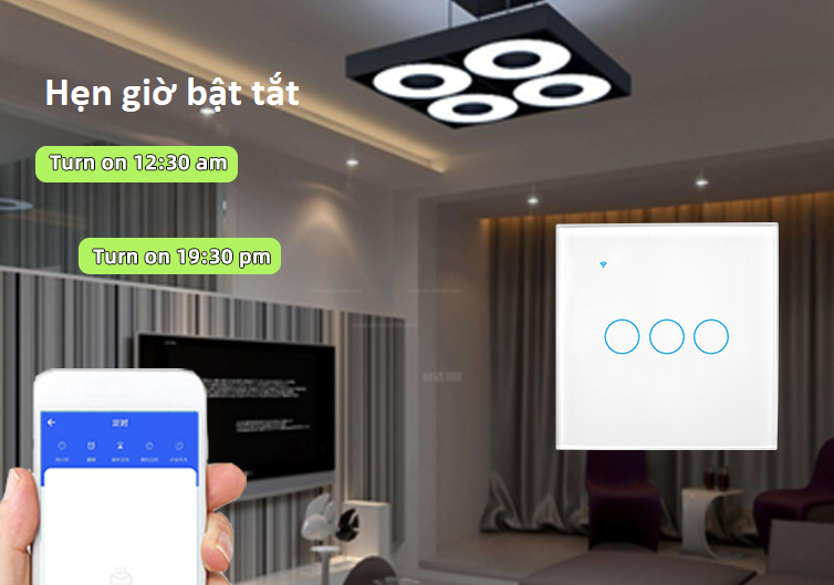 Công tắc wifi tuya smart life nút cảm ứng bật tắt đèn quạt âm tường