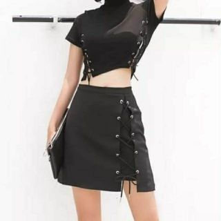Áo croptop đan dây eo  chất đẹp kèm ảnh thật