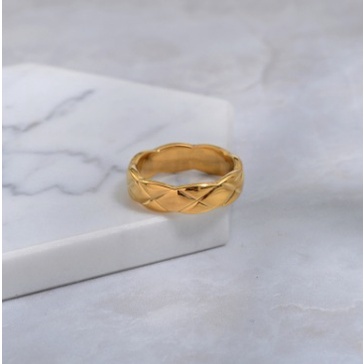 [FreeShip] Nhẫn nữ Titan chéo hình lưới J3-101 - CAM KẾT KHÔNG BAY MÀU