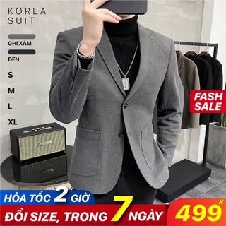 Áo khoác nam blazer thời trang Hàn quốc, áo vest dạ nam cao cấp 2 lớp nỉ chuẩn form ôm dáng VE05