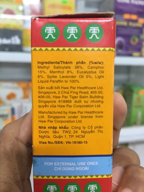 Dầu xoa con hổ Tiger Balm Oil tạm thời các chứng đau nhức