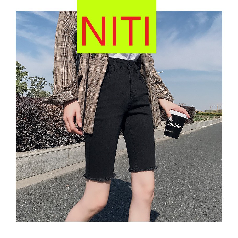 QUẦN JEAN NGỐ SKINNY GIÃN LỬNG NỮ MÀU ĐEN LAI TUA TRƠN CAO CẤP NITI ĐỦ SIZE S, M, L HÈ MÁT MẺ