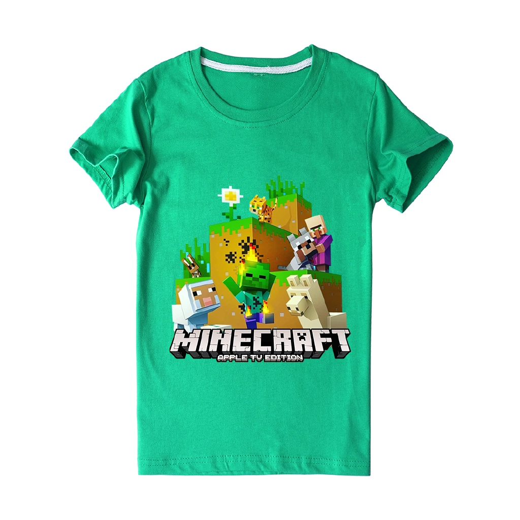 Áo Thun 100% Cotton Tay Ngắn In Hình Game Minecraft Cho Bé