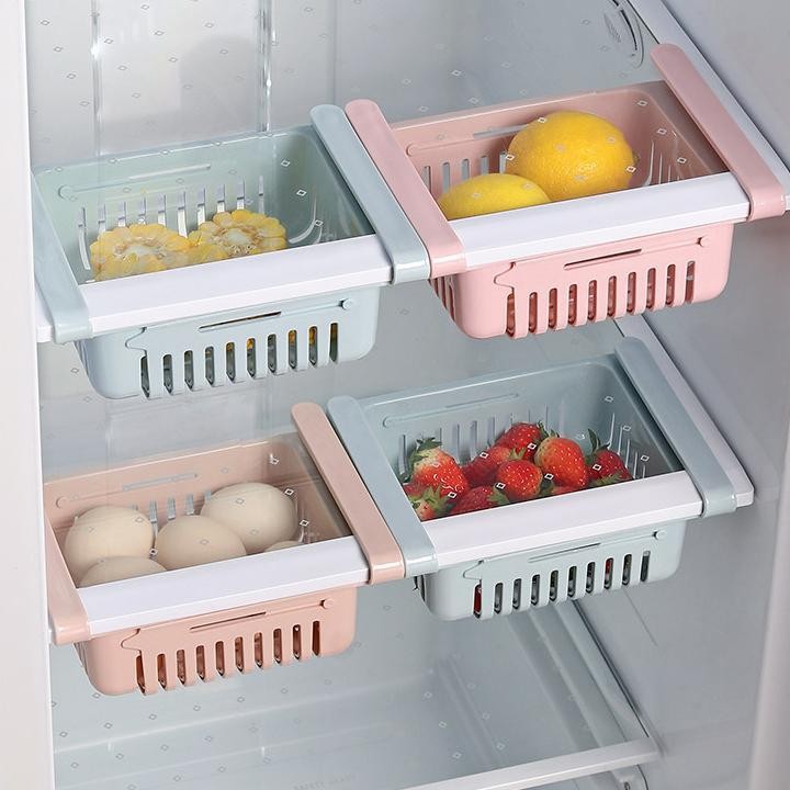 [FREESHIP] Khay Kéo Co Giãn Đựng Đồ Trong Tủ Lạnh Tiết Kiệm Diện Tích.