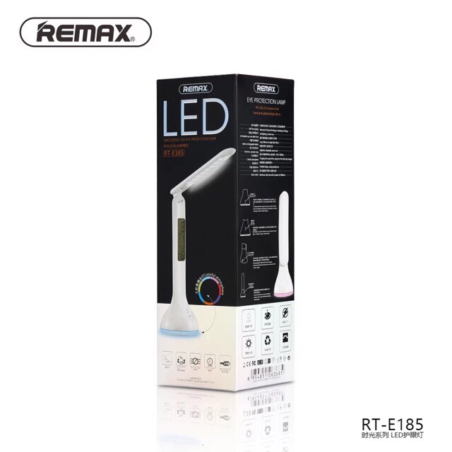 ĐÈN LED CHỐNG CẬN REMAX RT- E 185 2W CHÍNH HÃNG KIÊM CHUÔNG BÁO THỨC, NHIỆT ĐỘ NGÀY GIỜ HIỂN THỊ ĐÈN LED - BH 1 NĂM