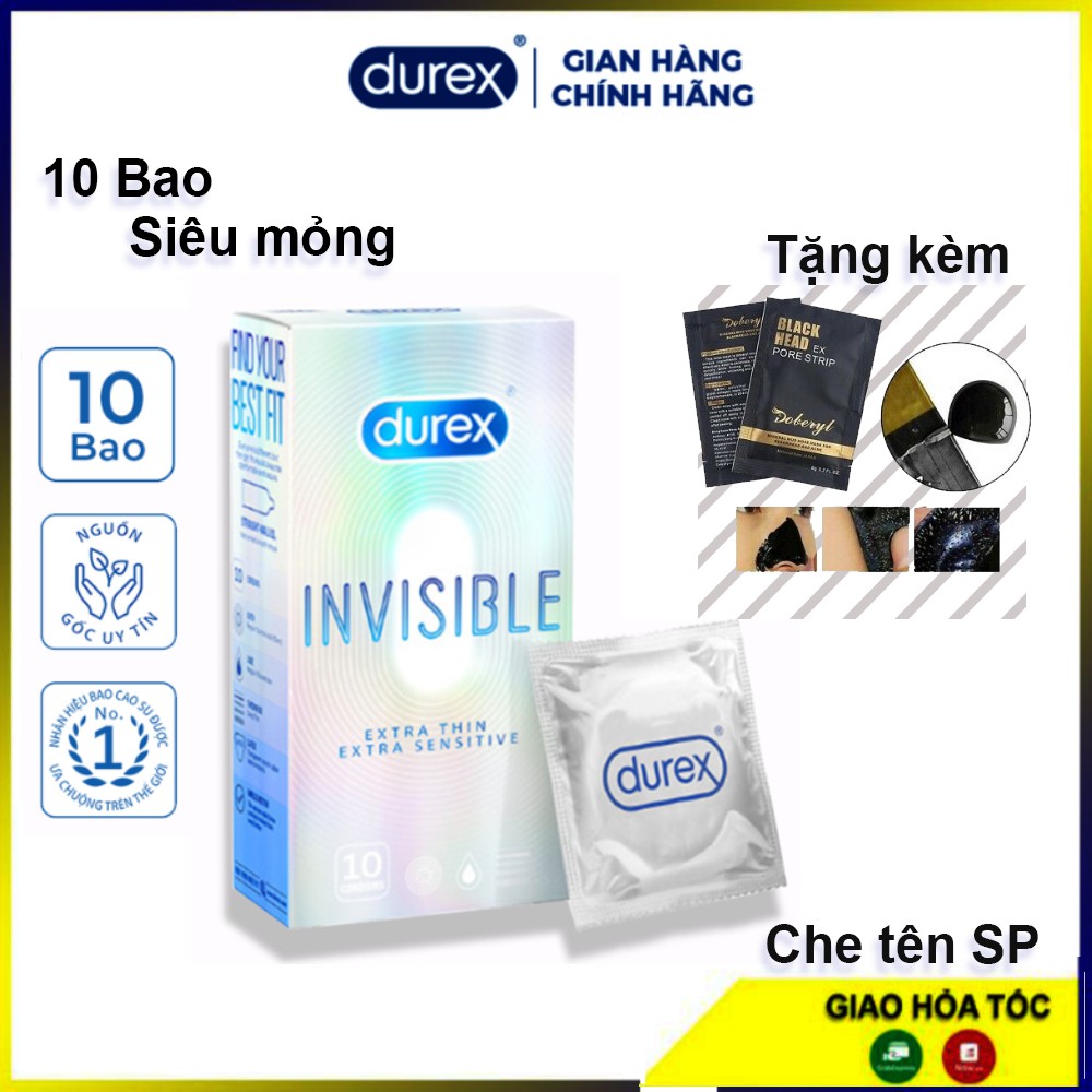 Bao cao su Durex Extra Thin Extra Sensitive 10 bao. BcS Durex  siêu mỏng, tăng cường thời gian quan hệ. Bảo mật thông