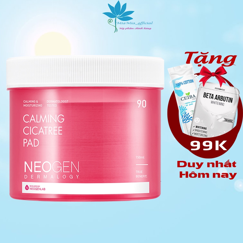 Toner Miếng Rau Má CiCa Dạng Miếng Neogen Dermalogy Calming Cica Tree Pad 90 Miếng Dịu Nhẹ Kháng Khuẩn