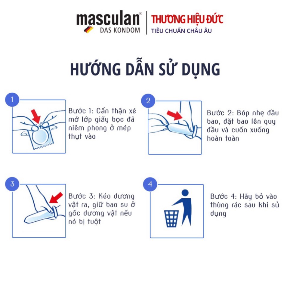 Hộp 10 Bao Cao Su Kéo Dài Thời Gian Masculan Extra Long Pleasure - Có Gân và Chấm Hạt Tăng Khoái Cảm