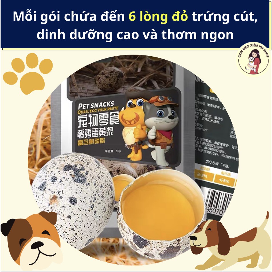 Súp thưởng chó mèo lòng đỏ trứng cút phô mai cà rốt tăng cân mọc lông, snack thú cưng Con Mèo Xiêm
