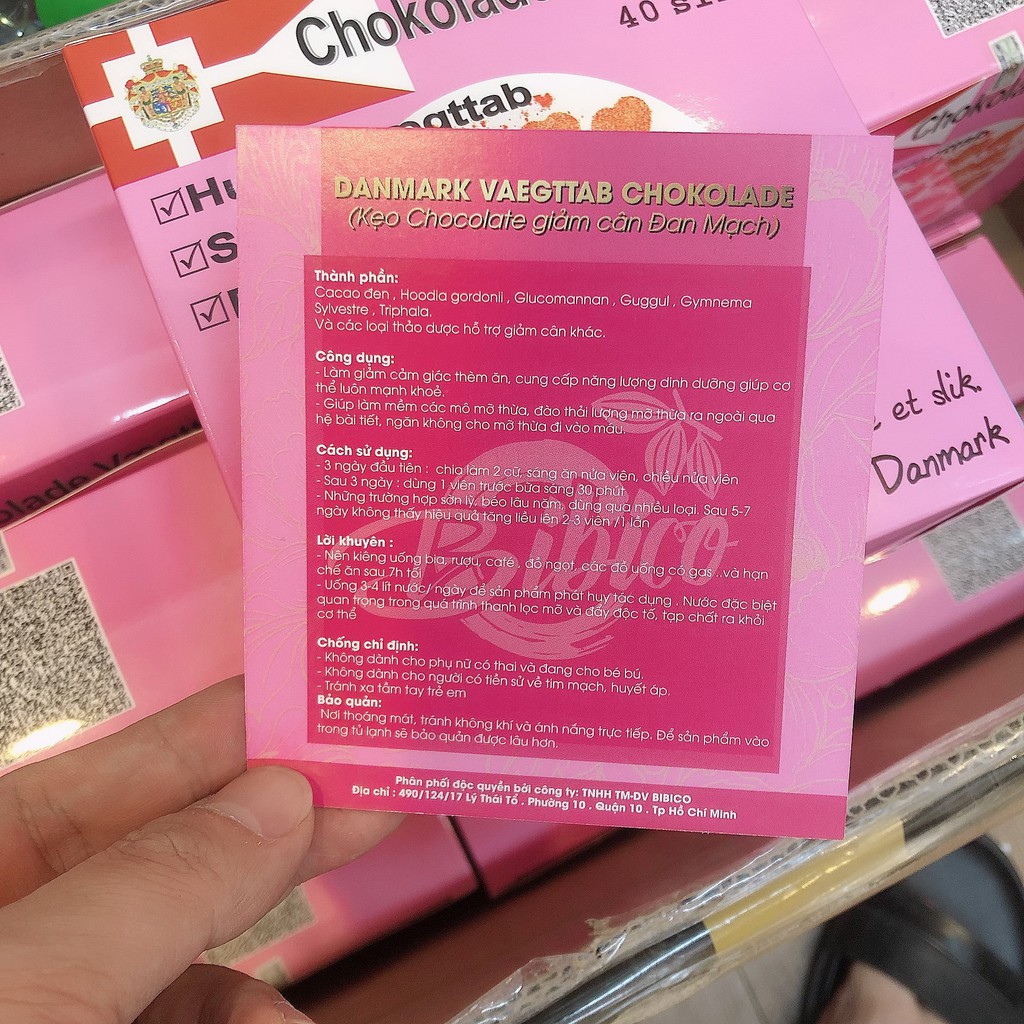 [Hàng cty BIBICO] Kẹo socola giảm cân Đan mạch Chokolade Vaegttab chính hãng hộp hồng | BigBuy360 - bigbuy360.vn