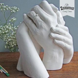 Combo bột lấy dấu và thạch cao đúc tượng 3D chân/ tay cả gia đình, Hàng nhập khẩu từ Pháp an toàn cho da