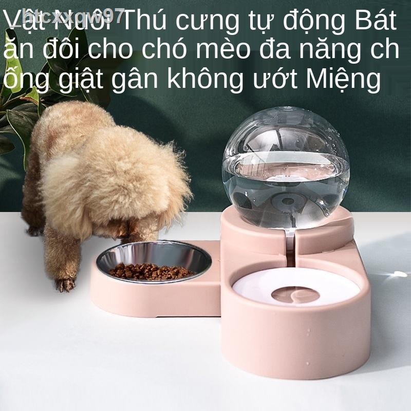 [bán chạy]Bát ăn cho chó mèo đôi tự động uống thức Chậu Teddy Golden Retriever ba kết hợp đồ dùng thú cưng chống rơi