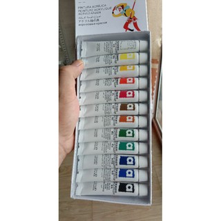 Set bột vẽ 12 màu dùng vẽ cọ bản trang trí móng nghệ thuật