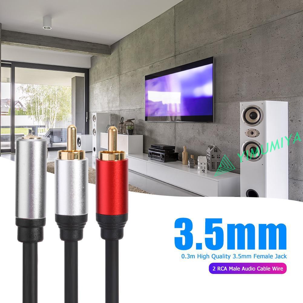 Cáp Chuyển Đổi Âm Thanh Chữ Y Từ Đầu Cái 3.5mm Sang 2 Rca Dài 0.3m