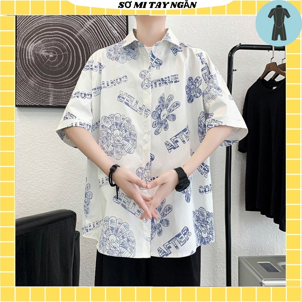 Áo sơ mi tay ngắn from rộng unisex nam nữ , sơ mi nam nữ vải voan lụa mịn mát free size 40kg - 70kg