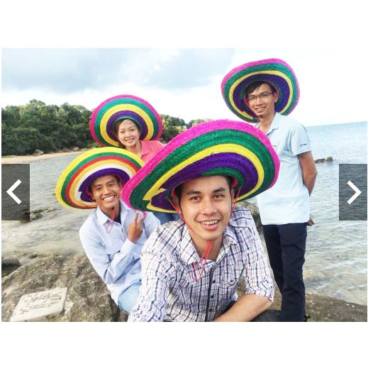 Mũ giang nhiều màu xuất khẩu - mũ sombrero du lịch, đi biển, picnic, hội nhóm mũ rộng vành