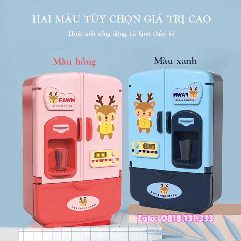 Tủ lạnh đồ chơi cho bé 19cm kèm 8 phụ kiện nhựa cao cấp - GUDETAMA 1996