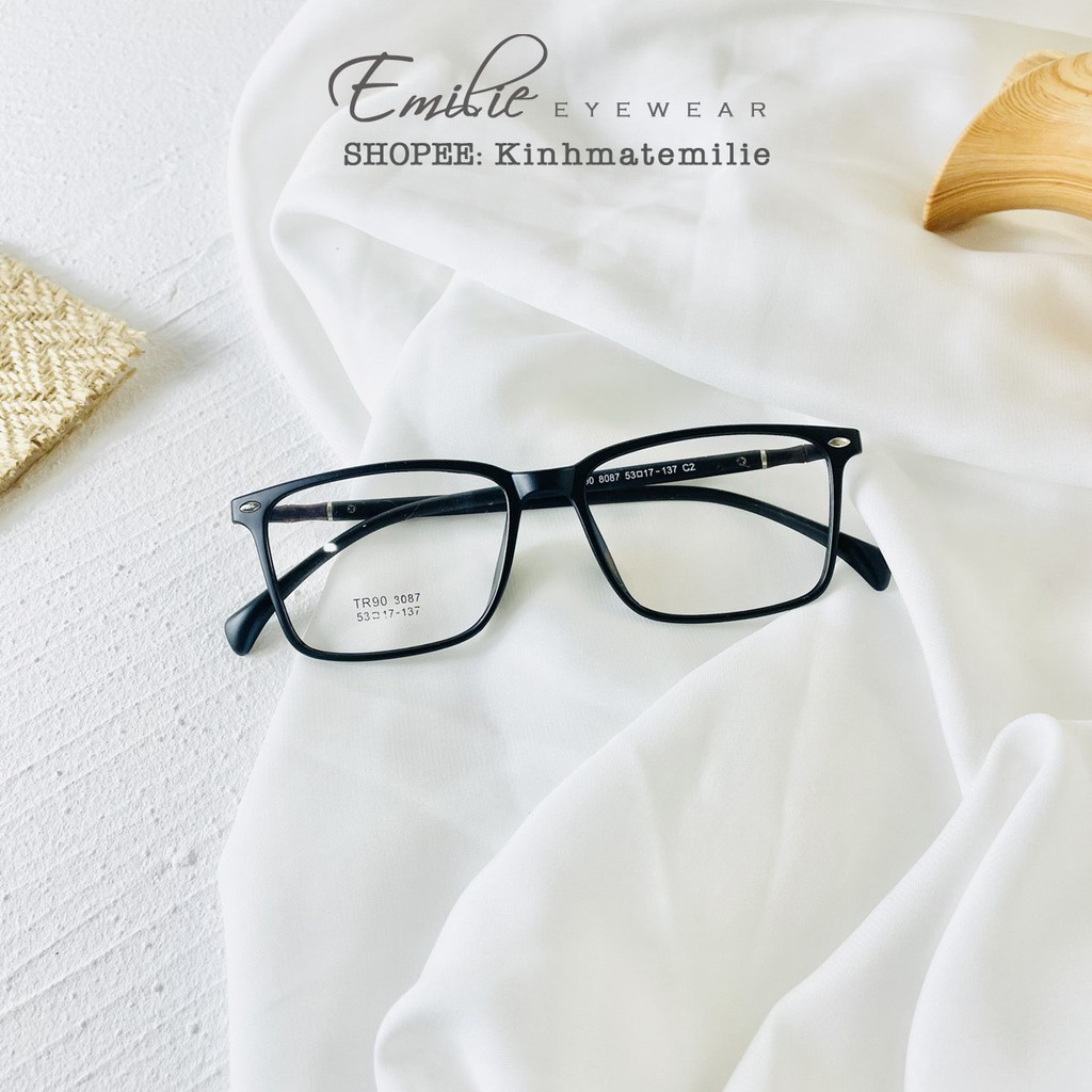 Gọng kính nhựa dẻo vuông nam nữ Emilie eyewear phụ kiện thời trang 8087