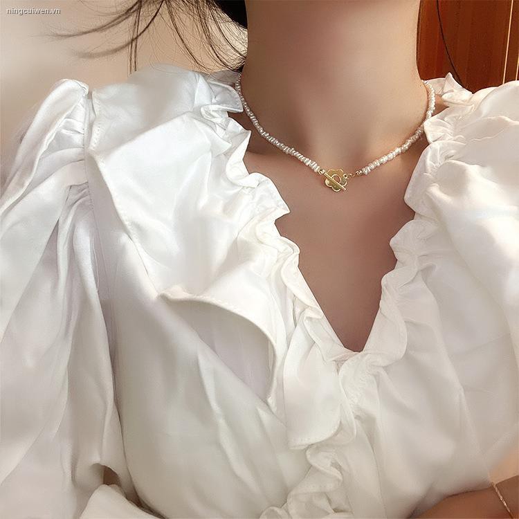 Vòng Cổ Choker Đính Hạt Ngọc Trai Tự Nhiên Sang Trọng Phong Cách Hàn Quốc Cho Nữ