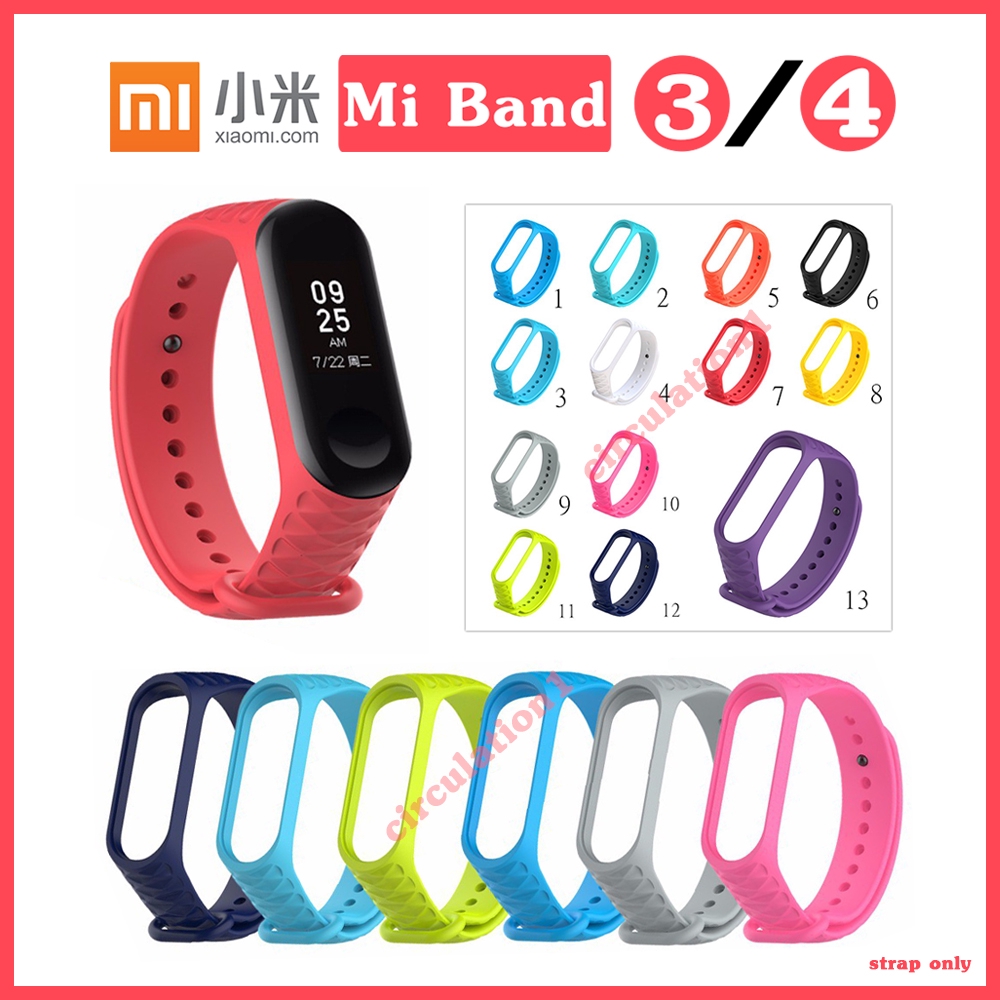 XIAOMI MI Dây Đeo Thay Thế Chất Liệu Silicon Màu Trơn Cho Mi Band 4 3