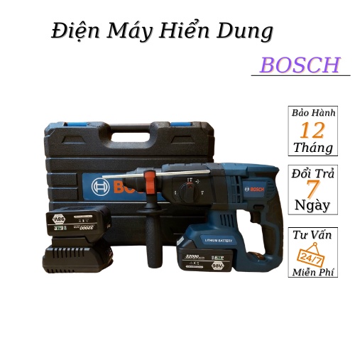 Máy Khoan đục Bê tông dùng pin Bosch 199v 3 chức năng: Khoan, Khoan Búa - Đục Lõi Đồng 100% Hàng Cao Cấp