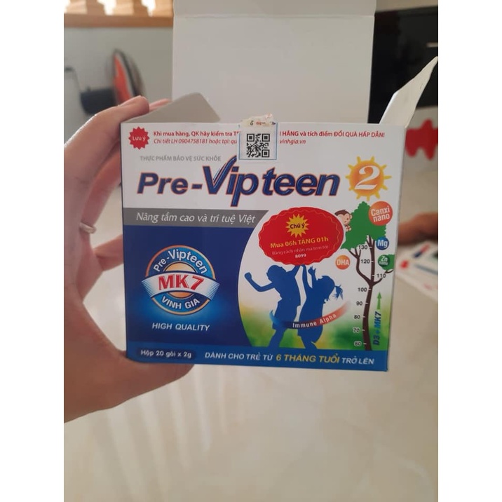 Pre Vipteen 2.Bổ Sung Calci Cho Bé Giúp Xương Răng Chắc Khỏe.Tăng Sức Đề Kháng